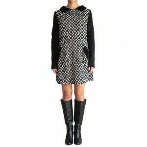 NWOT Retro-Inspired Black & White Floral Mini Dress Size 6